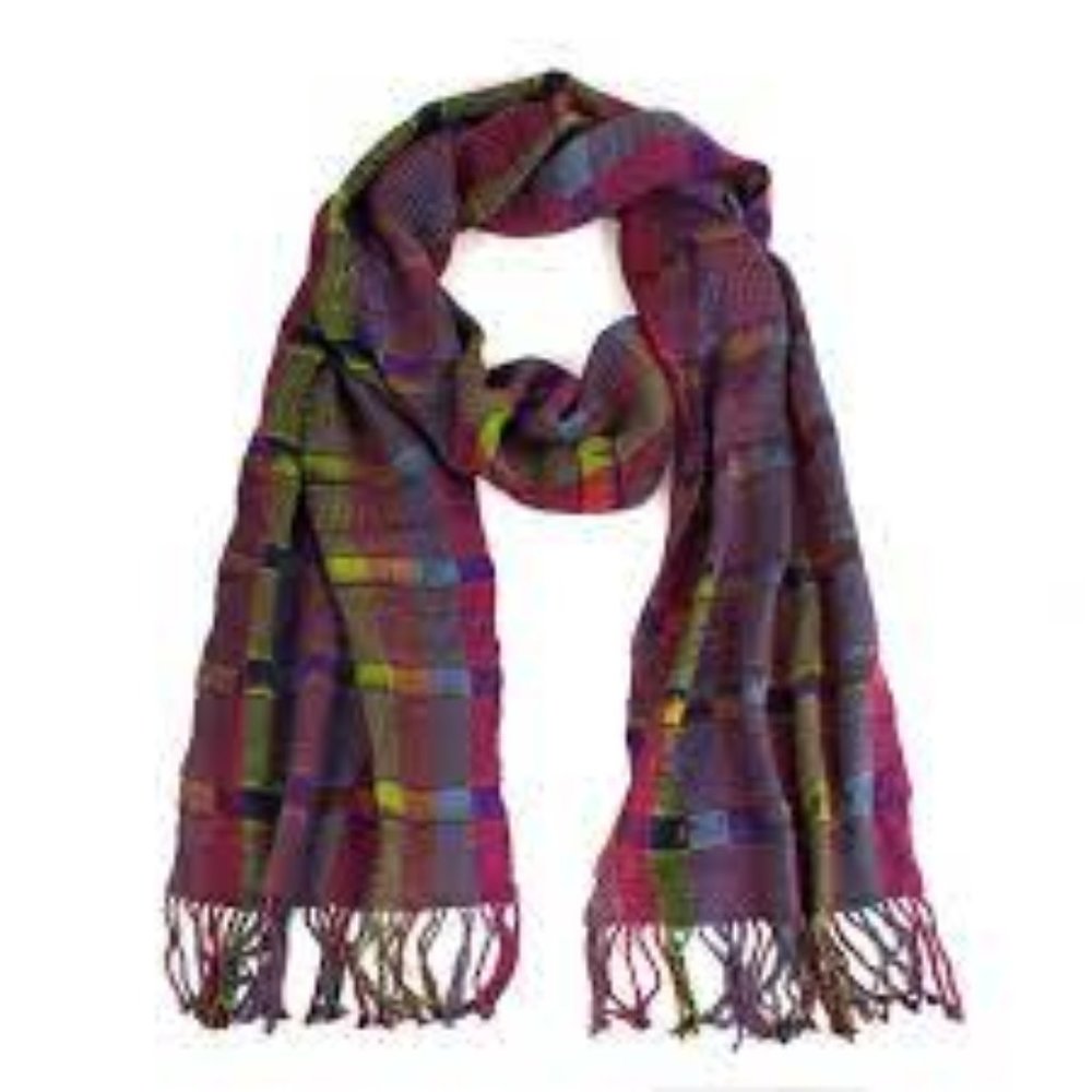 Angelina - handwoven multi-color rayon scarf